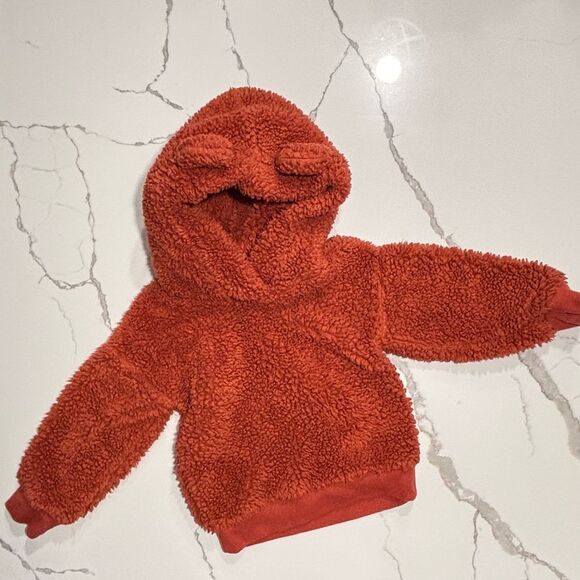 Tucker + Tate Baby Boys Rust Orange Pullover Soft Sherpa Long Sleeve Hoodie 12M - Picture 1 of 13